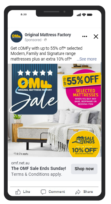 OMF Facebook ad mockup 2